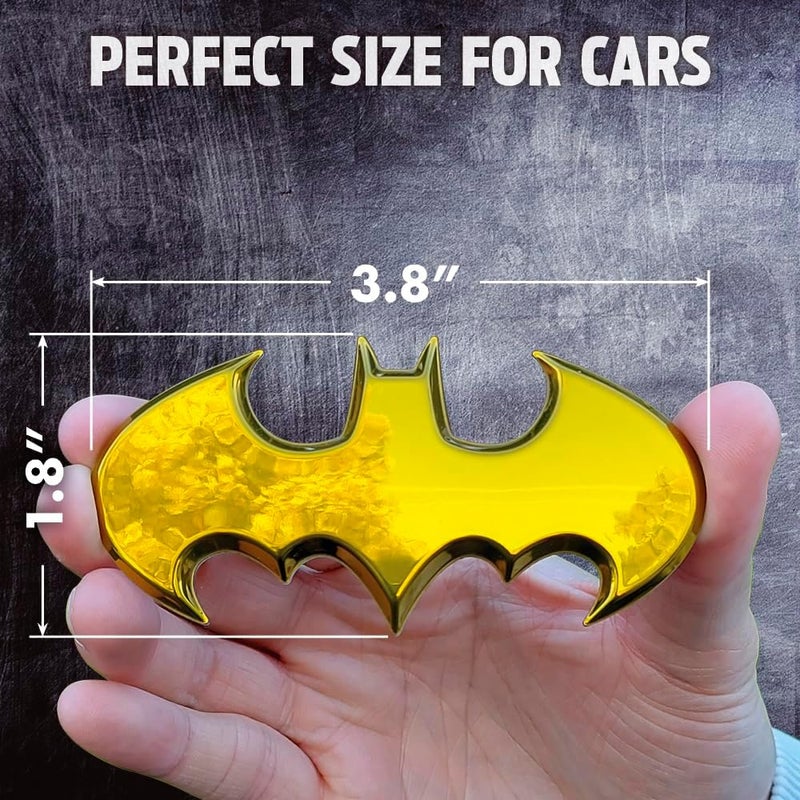 Fan Emblems Batman 3D Car Badge - 1989 Batwing Logo (Yellow Chrome: 3.8 x 1.8 x 0.2 inches) - Image 2